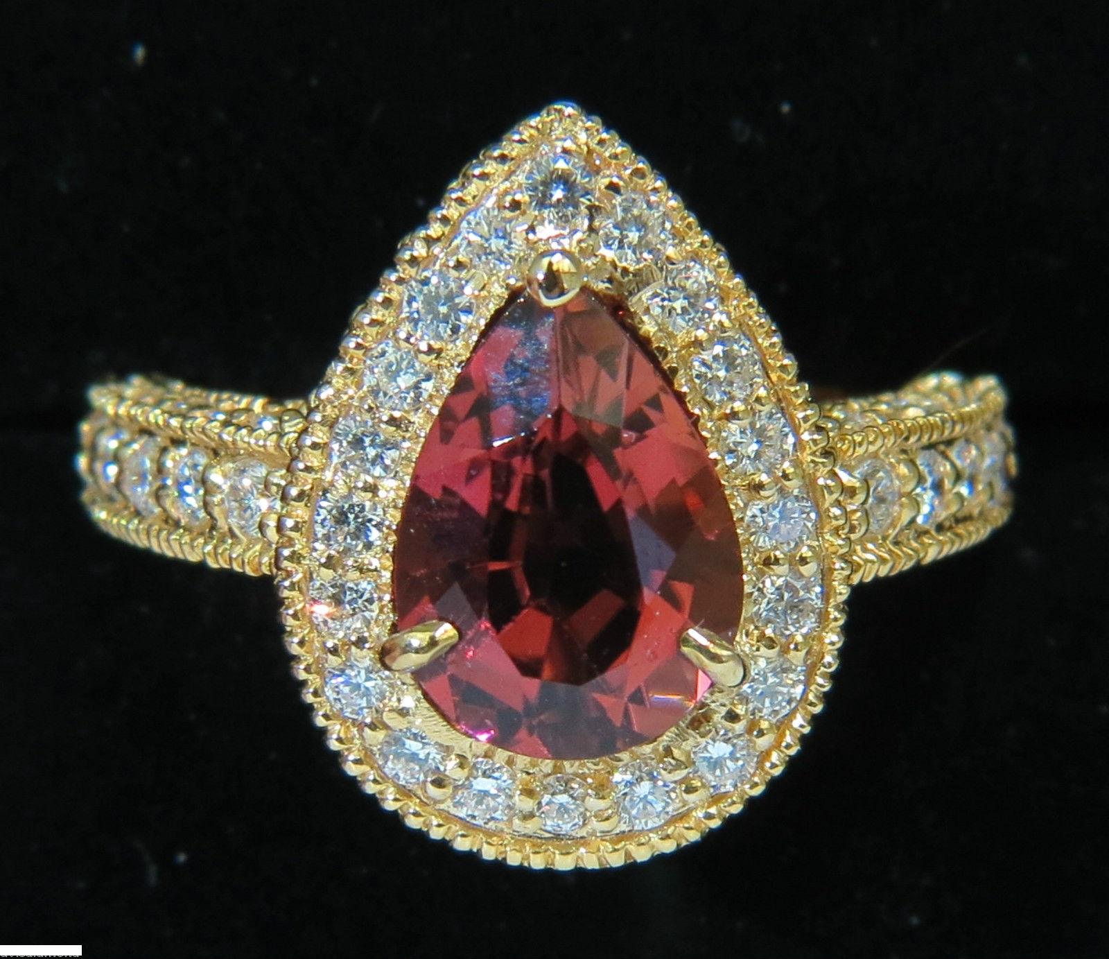 Natural 4.50 Carat Pink Tourmaline Diamond Ring Halo A+ Luster VS Prime 14 Karat In New Condition For Sale In New York, NY