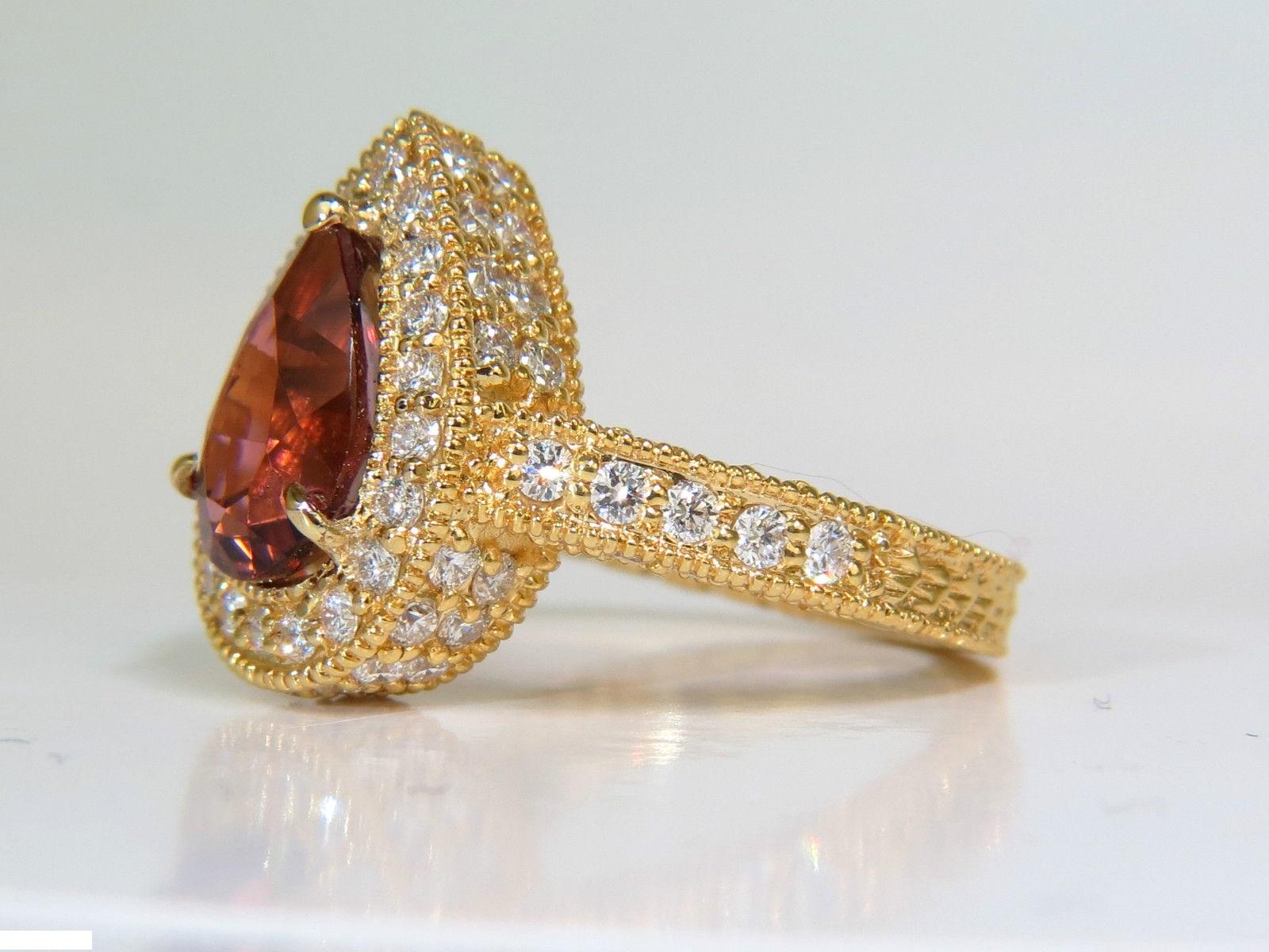 Women's or Men's Natural 4.50 Carat Pink Tourmaline Diamond Ring Halo A+ Luster VS Prime 14 Karat For Sale
