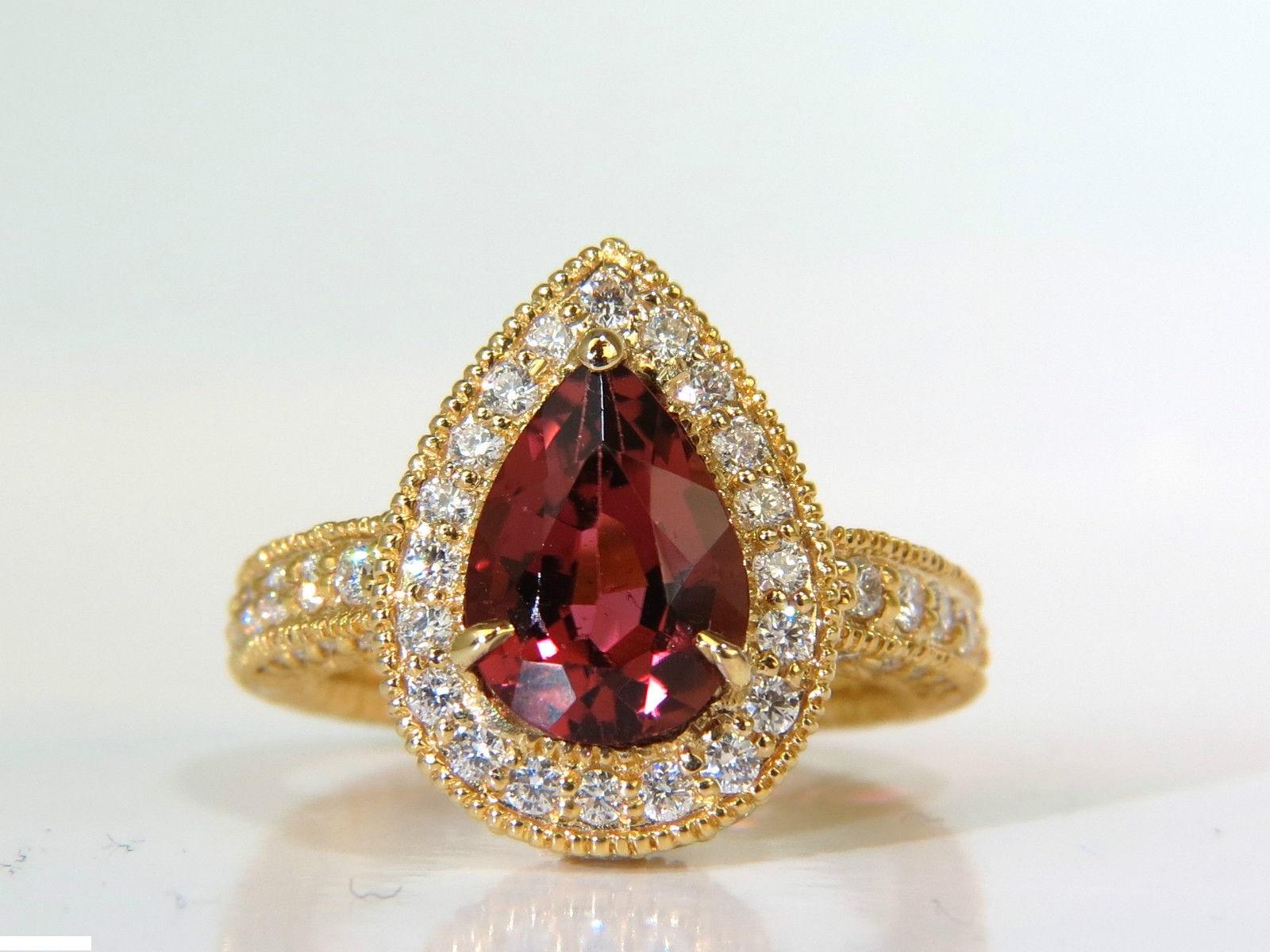 Natural 4.50 Carat Pink Tourmaline Diamond Ring Halo A+ Luster VS Prime 14 Karat For Sale 1