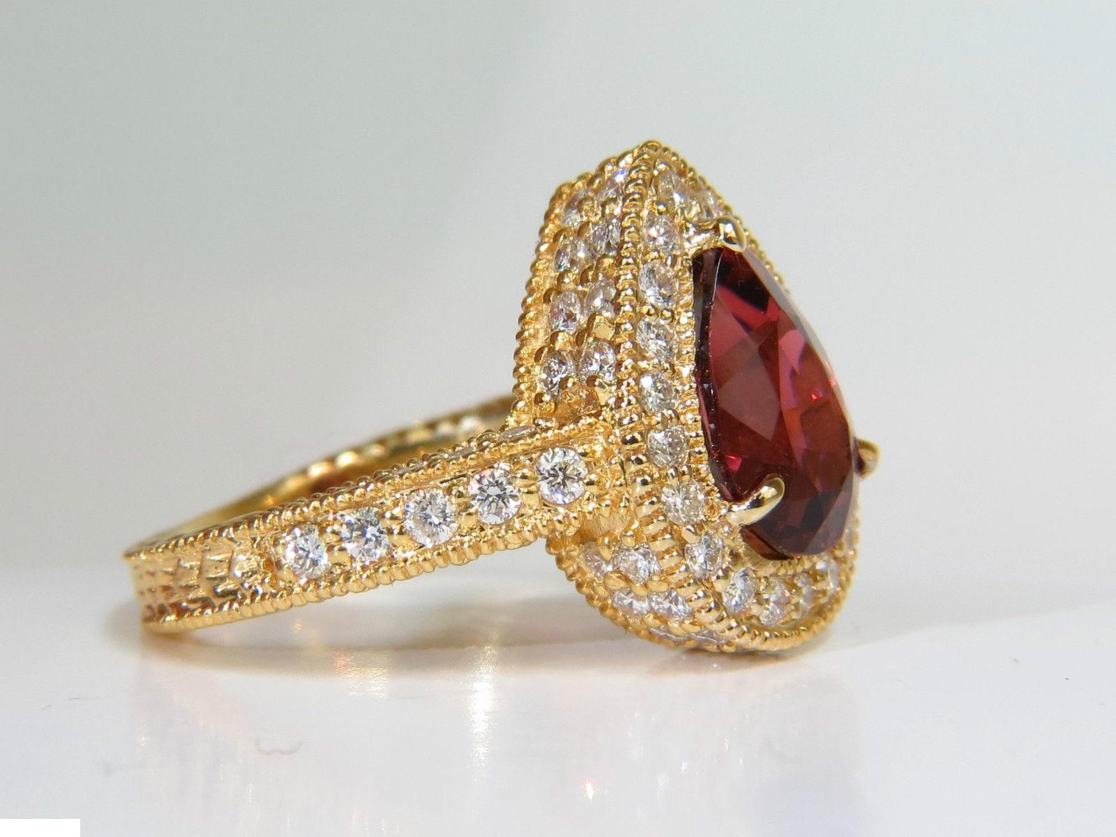 Natural 4.50 Carat Pink Tourmaline Diamond Ring Halo A+ Luster VS Prime 14 Karat For Sale 3