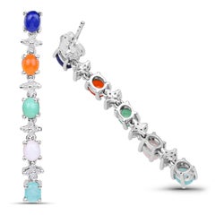 Orecchini pendenti con gemma naturale multicolore da 4,50 carati