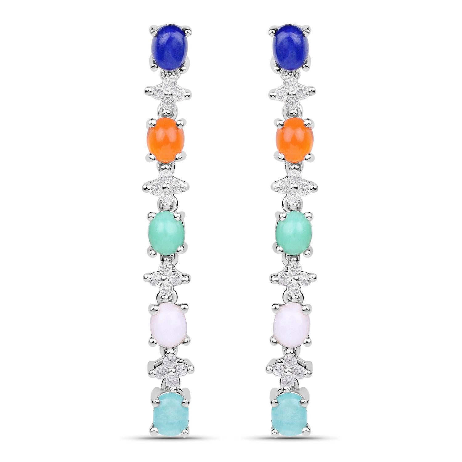 Natürliche 4,50 Karat mehrfarbige Edelstein-Ohrringe im Angebot 3