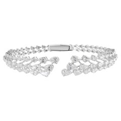 Bracelet manchette jonc en or blanc 18 carats avec diamants poire naturels de 4,55 carats