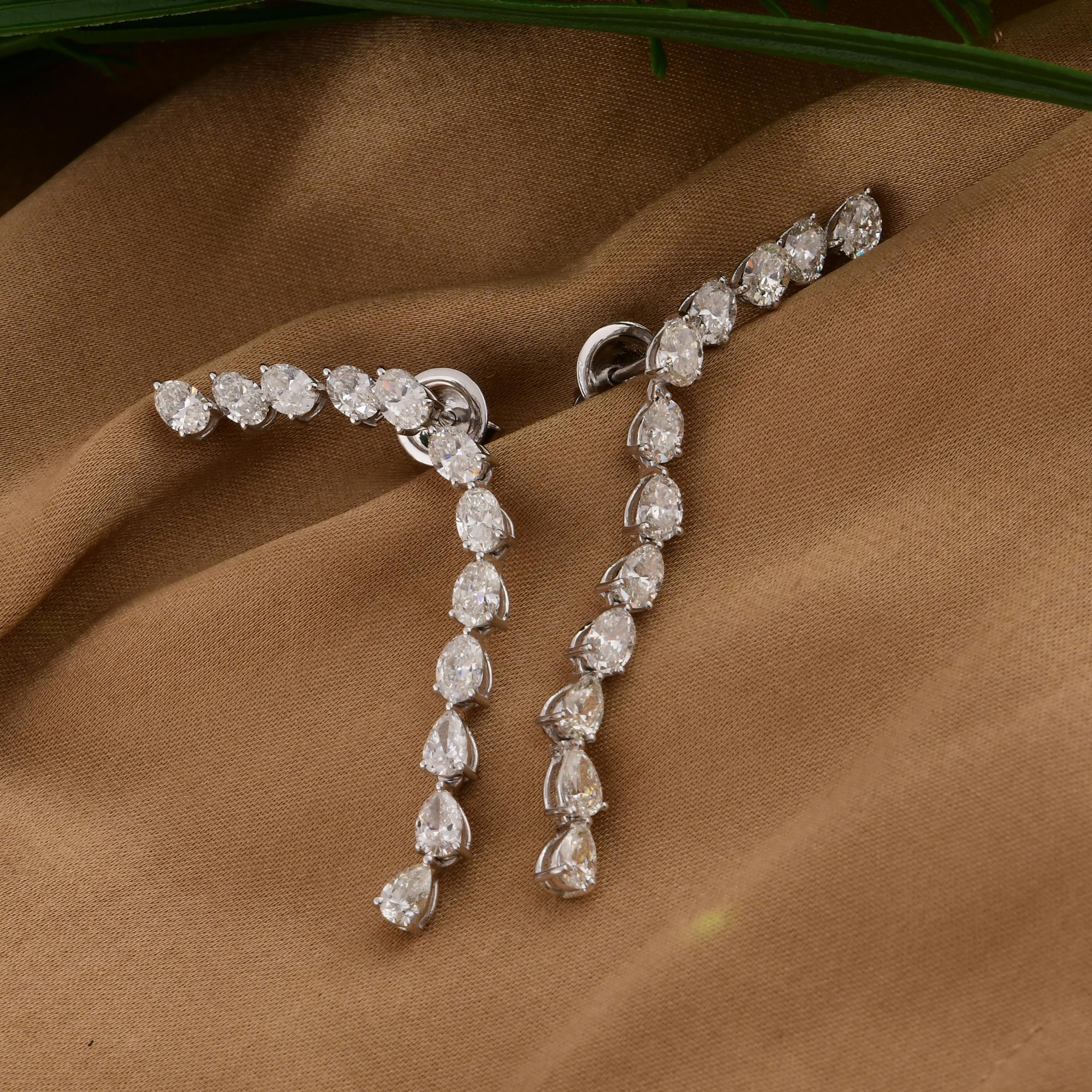 Moderne Boucles d'oreilles en or blanc 14 carats avec diamants naturels de forme ovale de 4,55 carats SI/H en vente