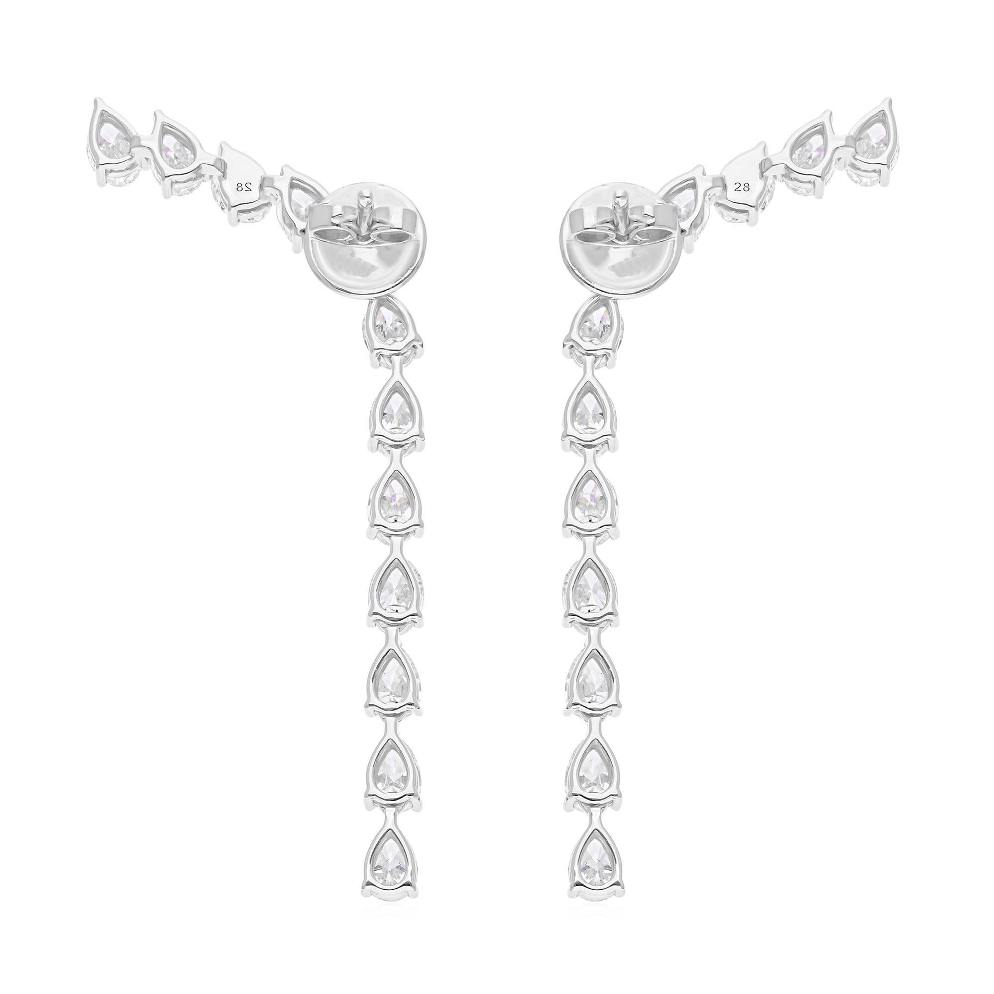 Taille ovale Boucles d'oreilles en or blanc 14 carats avec diamants naturels de forme ovale de 4,55 carats SI/H en vente