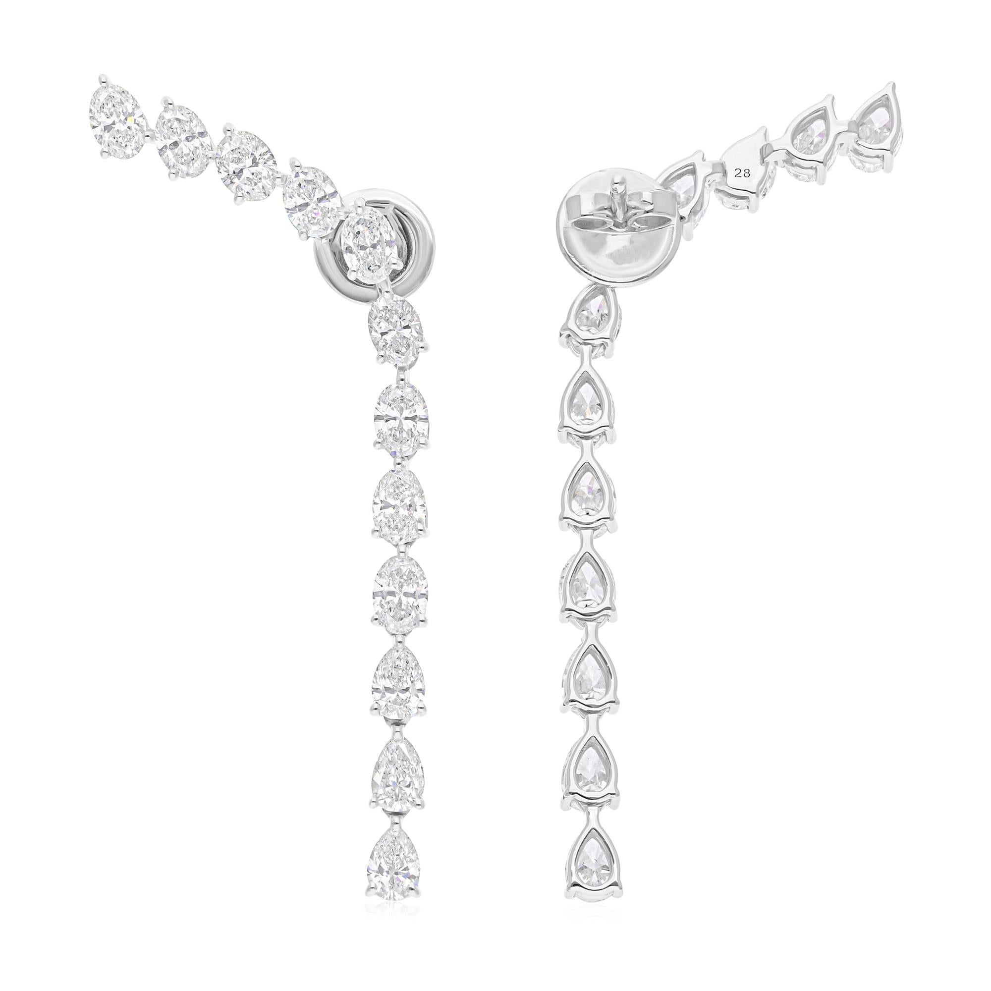 Boucles d'oreilles en or blanc 14 carats avec diamants naturels de forme ovale de 4,55 carats SI/H Neuf - En vente à Diera, Dubai