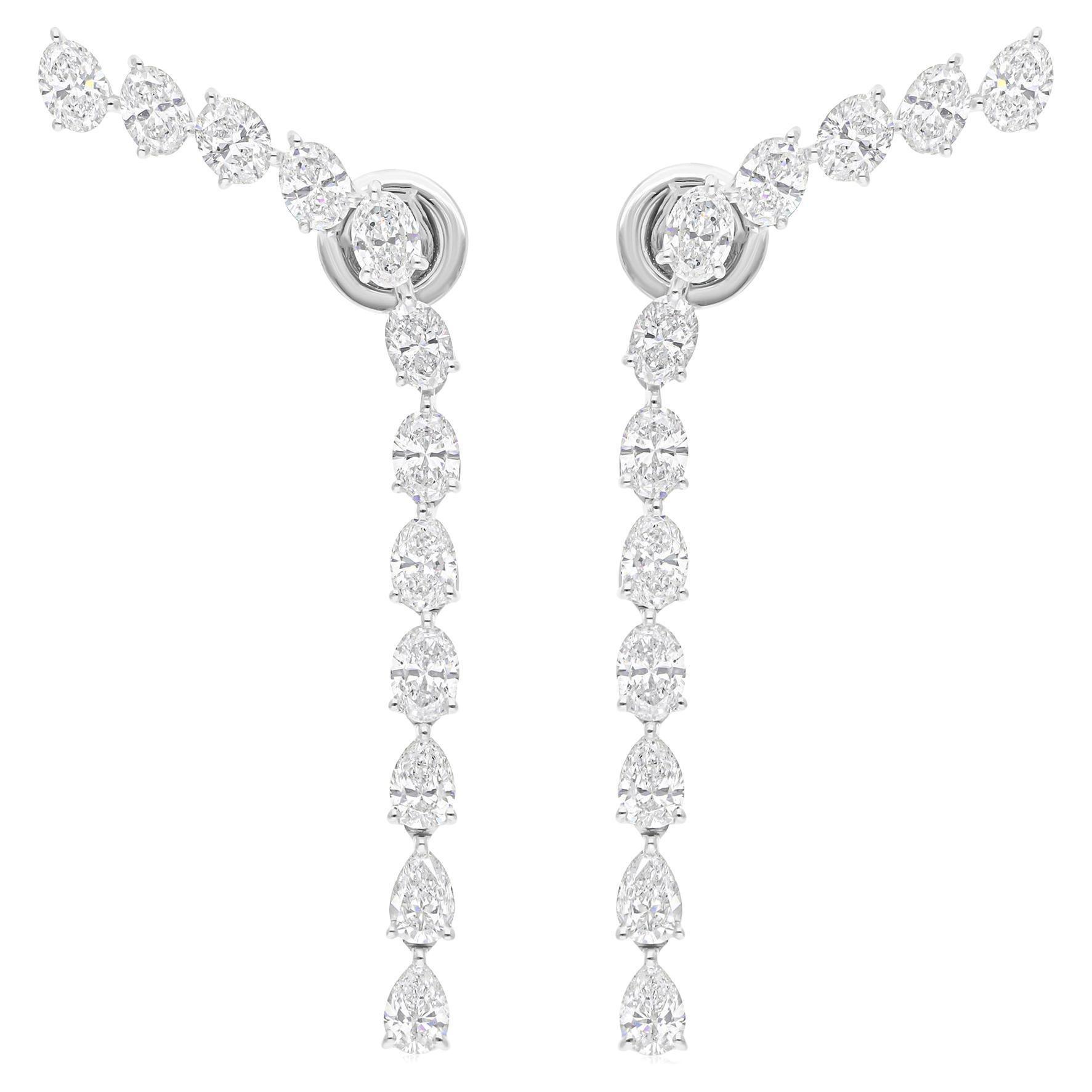 Natural 4.55 Carat SI/H Oval Shape Diamond Earrings 14 Karat White Gold Jewelry