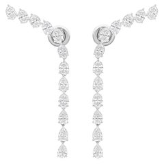 Natural 4.55 Carat SI/H Oval Shape Diamond Earrings 14 Karat White Gold Jewelry