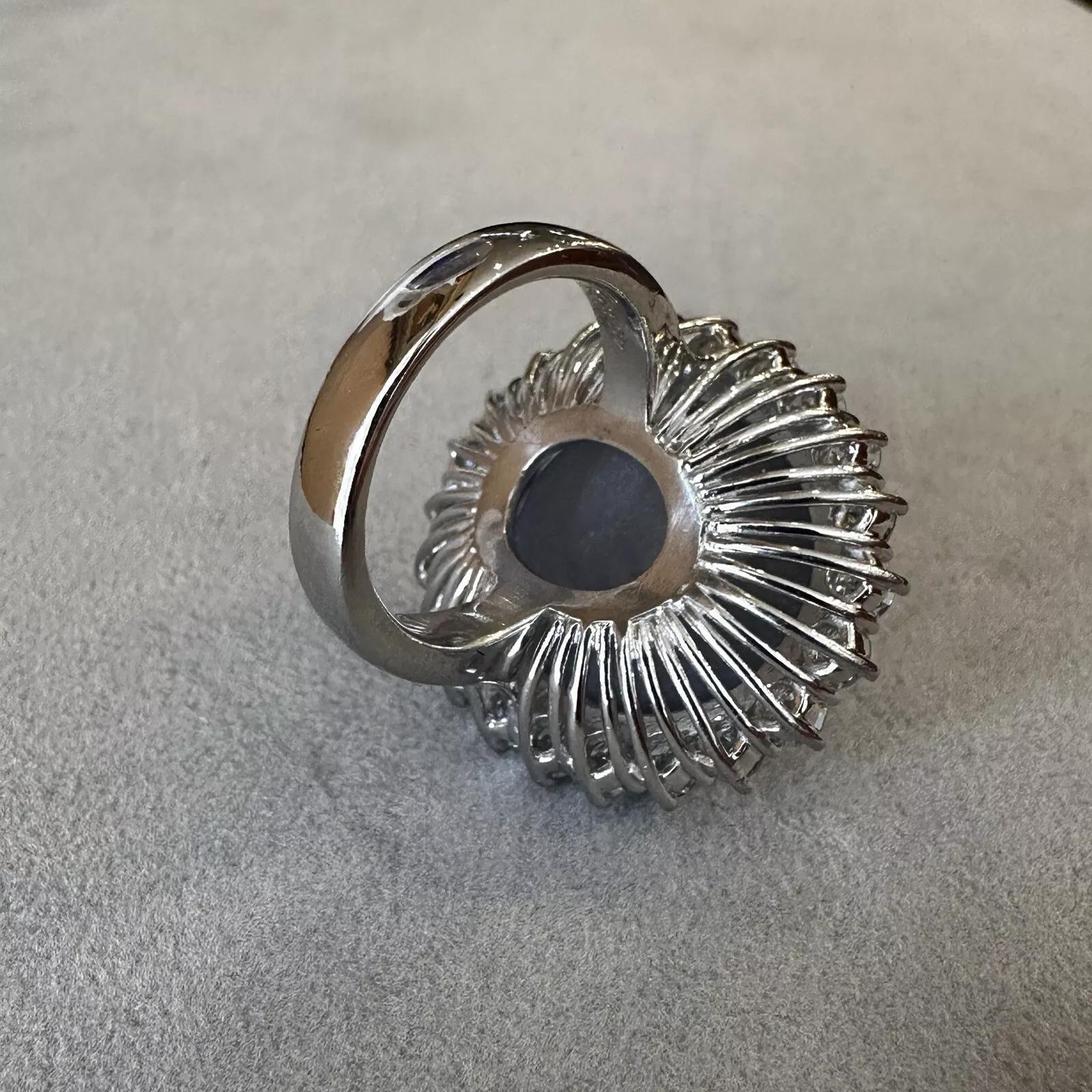 Natural 45.82 carat Star Sapphire and Diamond Ring in Platinum 2
