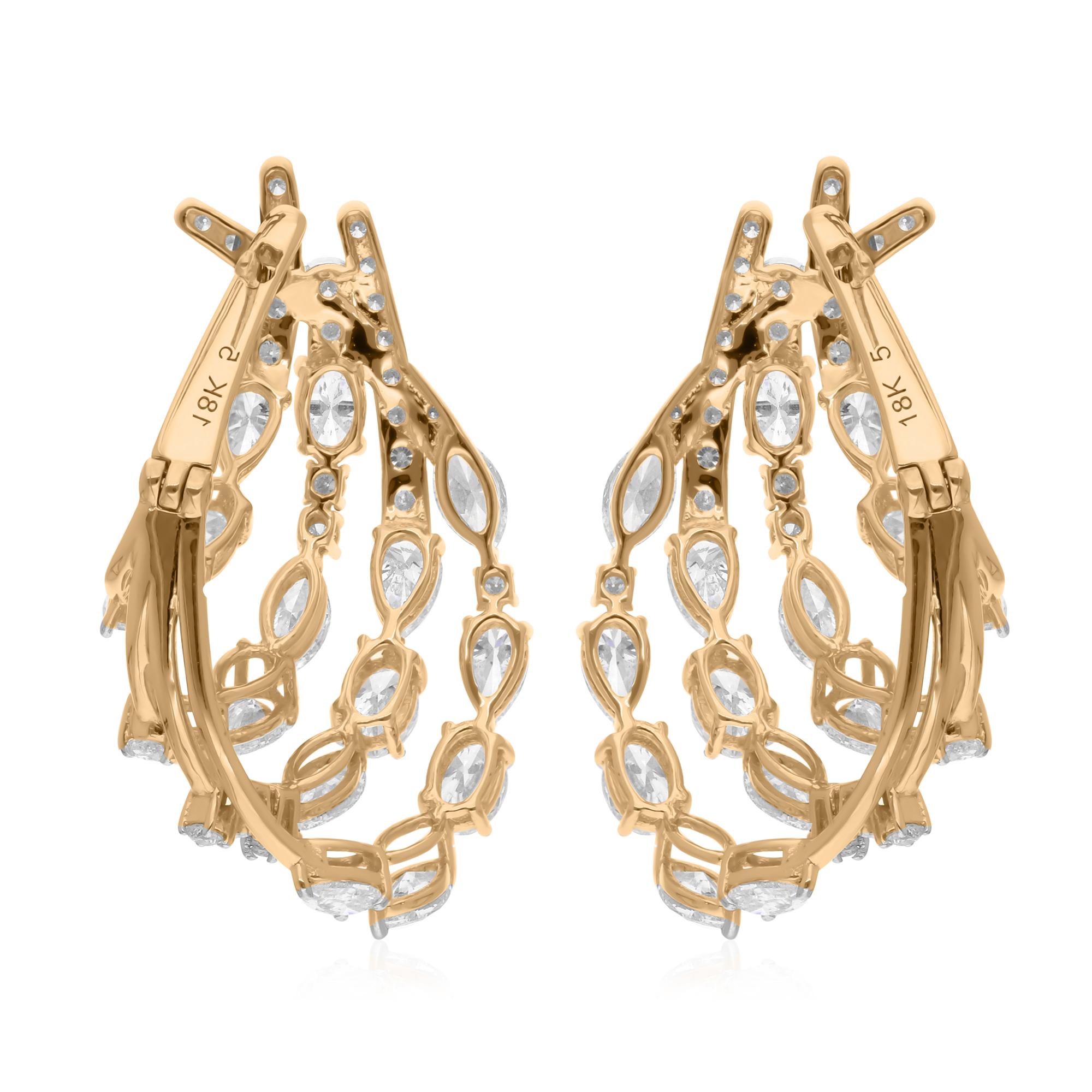 Natural 4.6 Carat SI/H Multi Shape Diamond Earrings 14 Karat Yellow Gold Jewelry In New Condition For Sale In Diera, Dubai