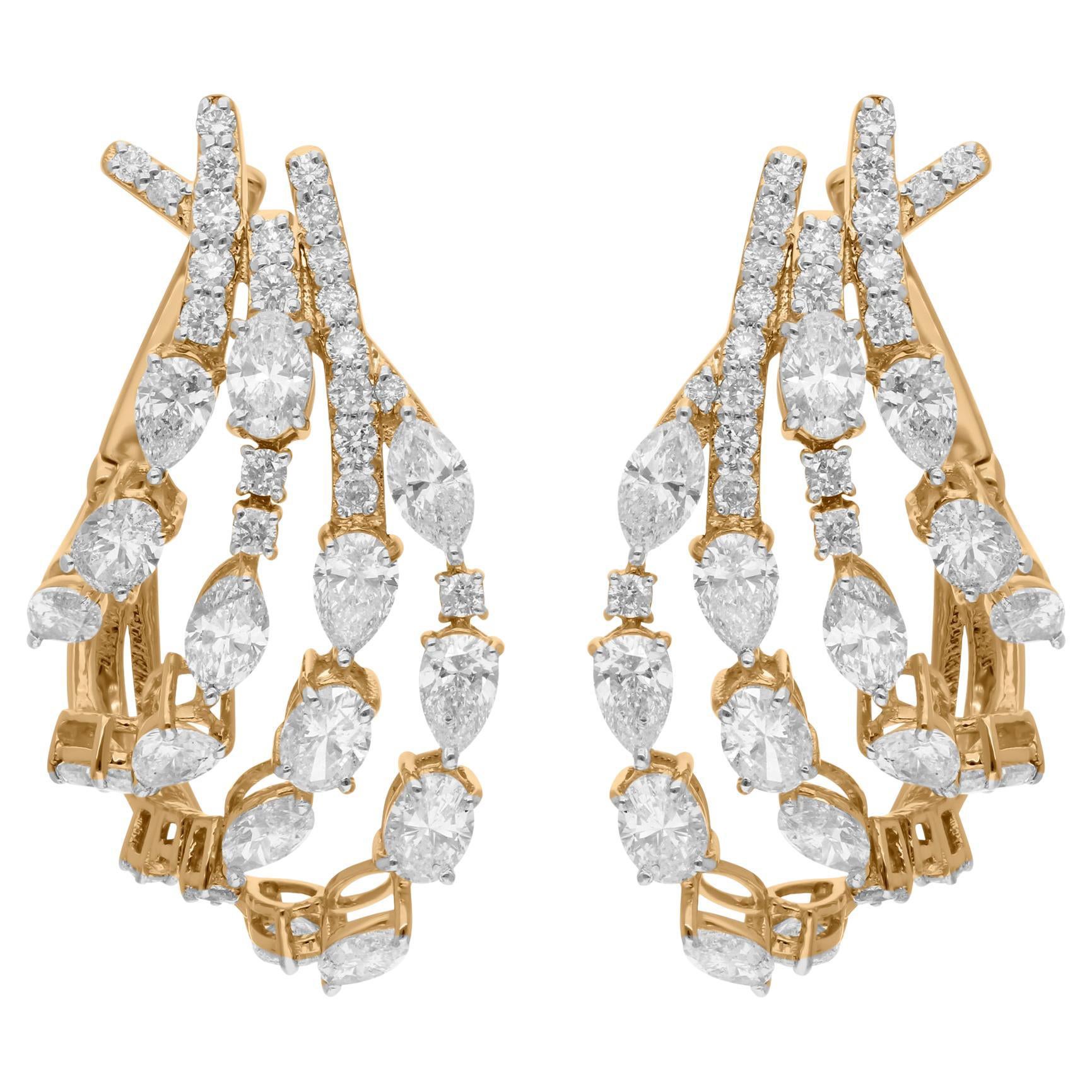 Orecchini di diamanti naturali a forma multipla da 4,6 carati SI/H Gioielli in oro giallo 14 carati