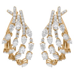 Natural 4.6 Carat SI/H Multi Shape Diamond Earrings 14 Karat Yellow Gold Jewelry