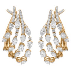 Boucles d'oreilles en or jaune 18 carats avec diamants naturels de 4,6 carats SI/H de formes multiples
