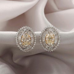 Nature 4.65 Carat SI/H Diamond Earrings 18 Karat White Yellow Gold Fine Jewelry (Boucles d'oreilles diamant naturel SI/H)