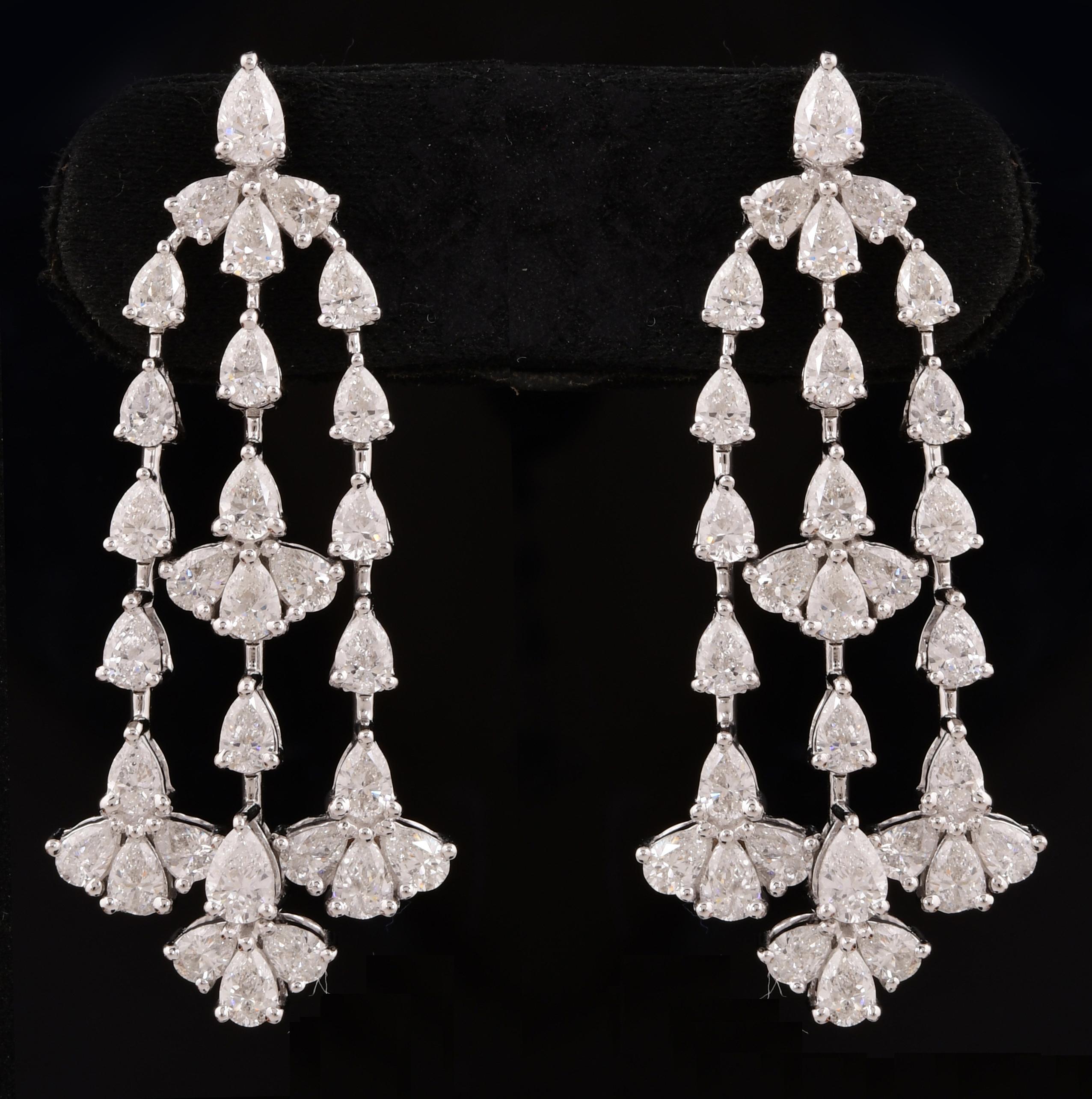 Natural 4.65 Ct. SI/H Pear Shape Diamond Chandelier Earrings 18 Karat White Gold In New Condition For Sale In Diera, Dubai