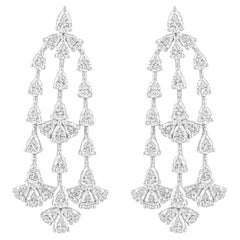 Natural 4.65 Ct. SI/H Pear Shape Diamond Chandelier Earrings 18 Karat White Gold