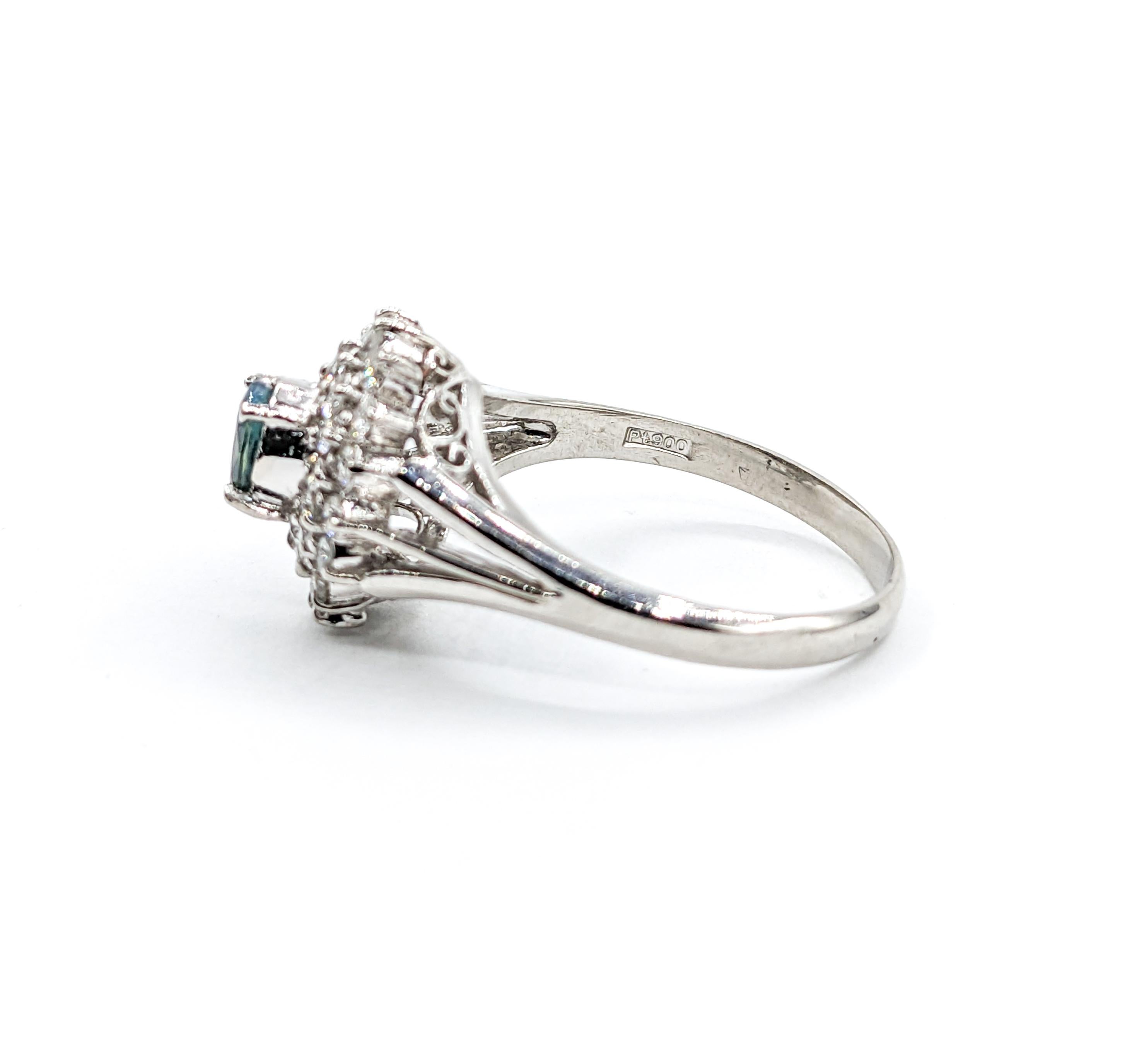 Natural .46ct Alexandrite & Platinum Diamond Ring For Sale 2