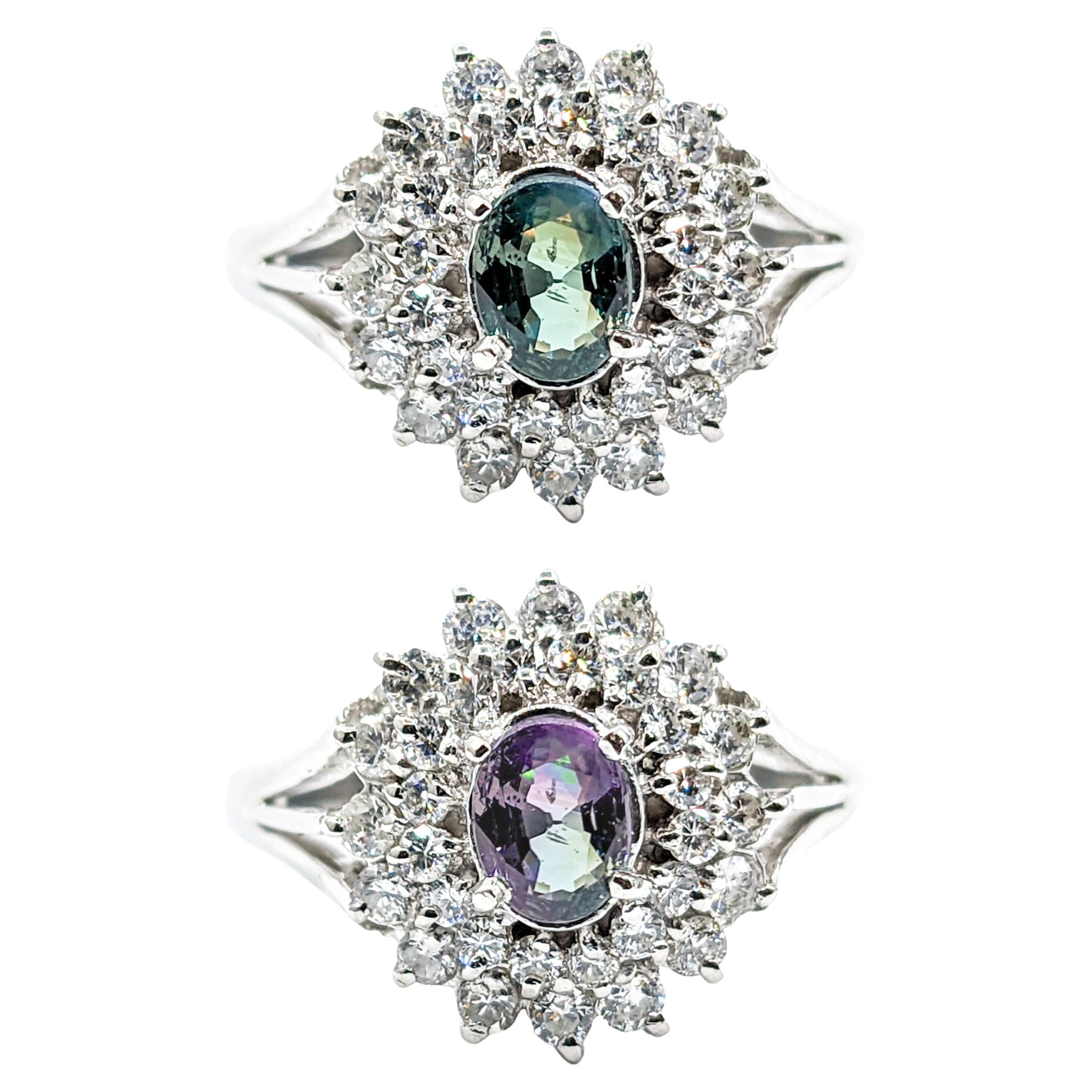 Natural .46ct Alexandrite & Platinum Diamond Ring