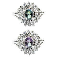 Natural .46ct Alexandrite & Platinum Diamond Ring