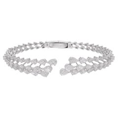 Bracelet manchette en or blanc 14 carats avec diamants naturels en forme de poire de 4,70 carats