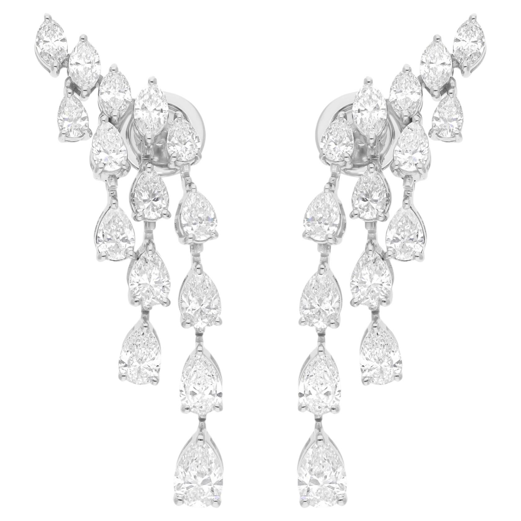 Natural 4.72 Carat SI Clarity HI Color Diamond Earrings 18 Karat White Gold
