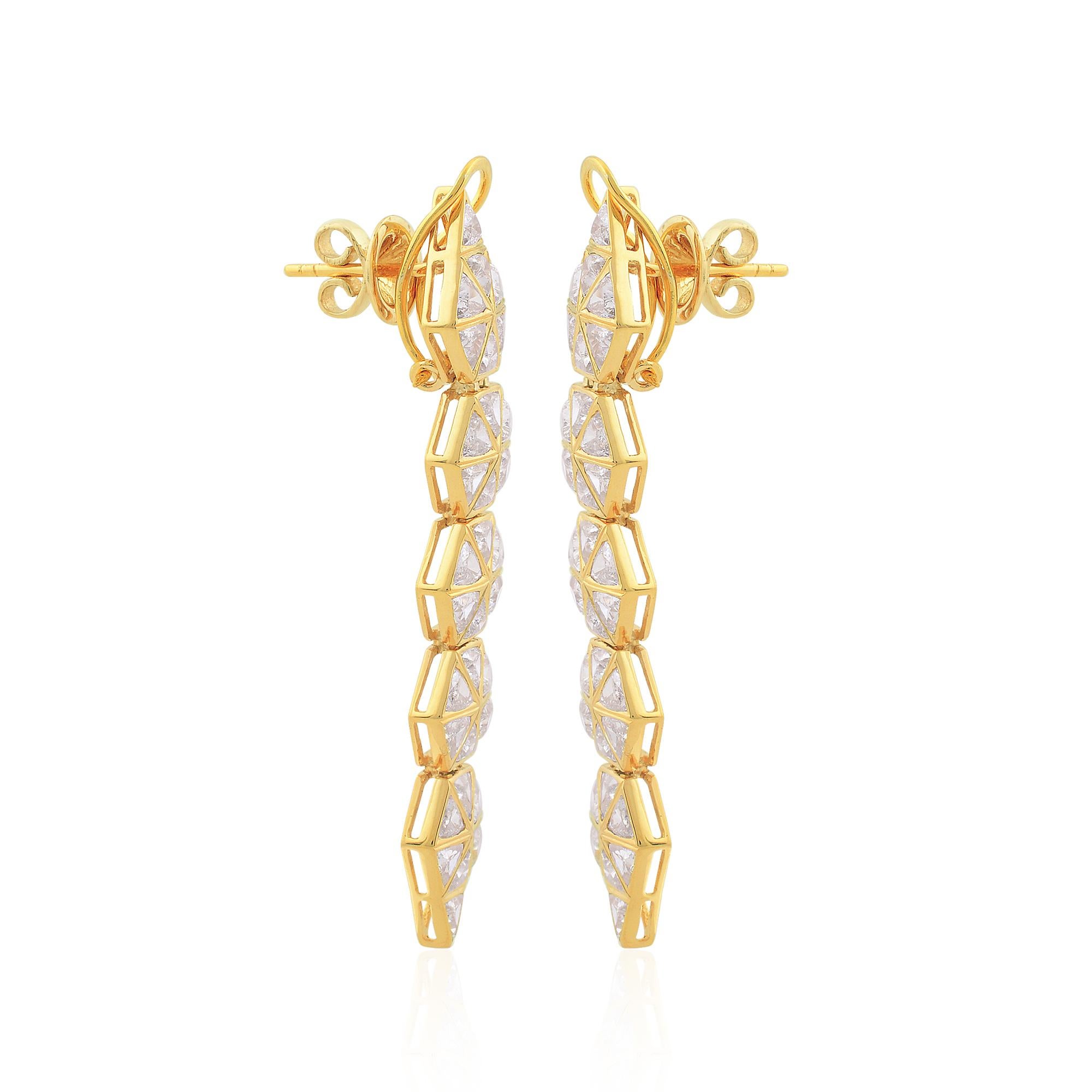 Pendants d'oreilles en or jaune 14 carats avec diamants naturels de 4,75 carats SI/H Neuf - En vente à Diera, Dubai