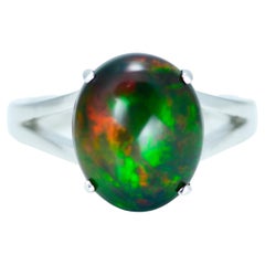 Natural 4.80 Carat Black Opal Ring