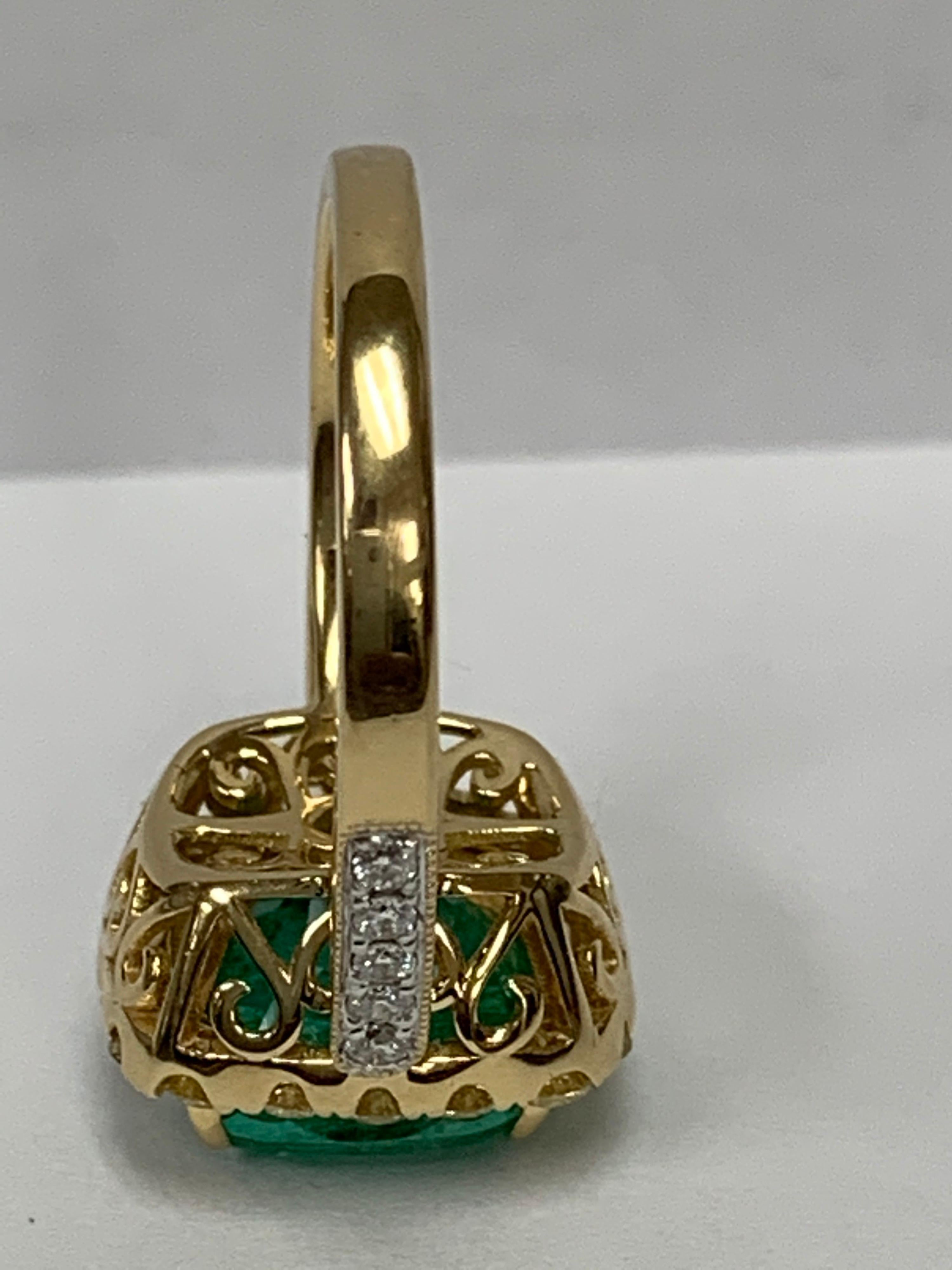 Women's Natural 4.80 Carat Emerald and 0.93 Carat Diamond Ring