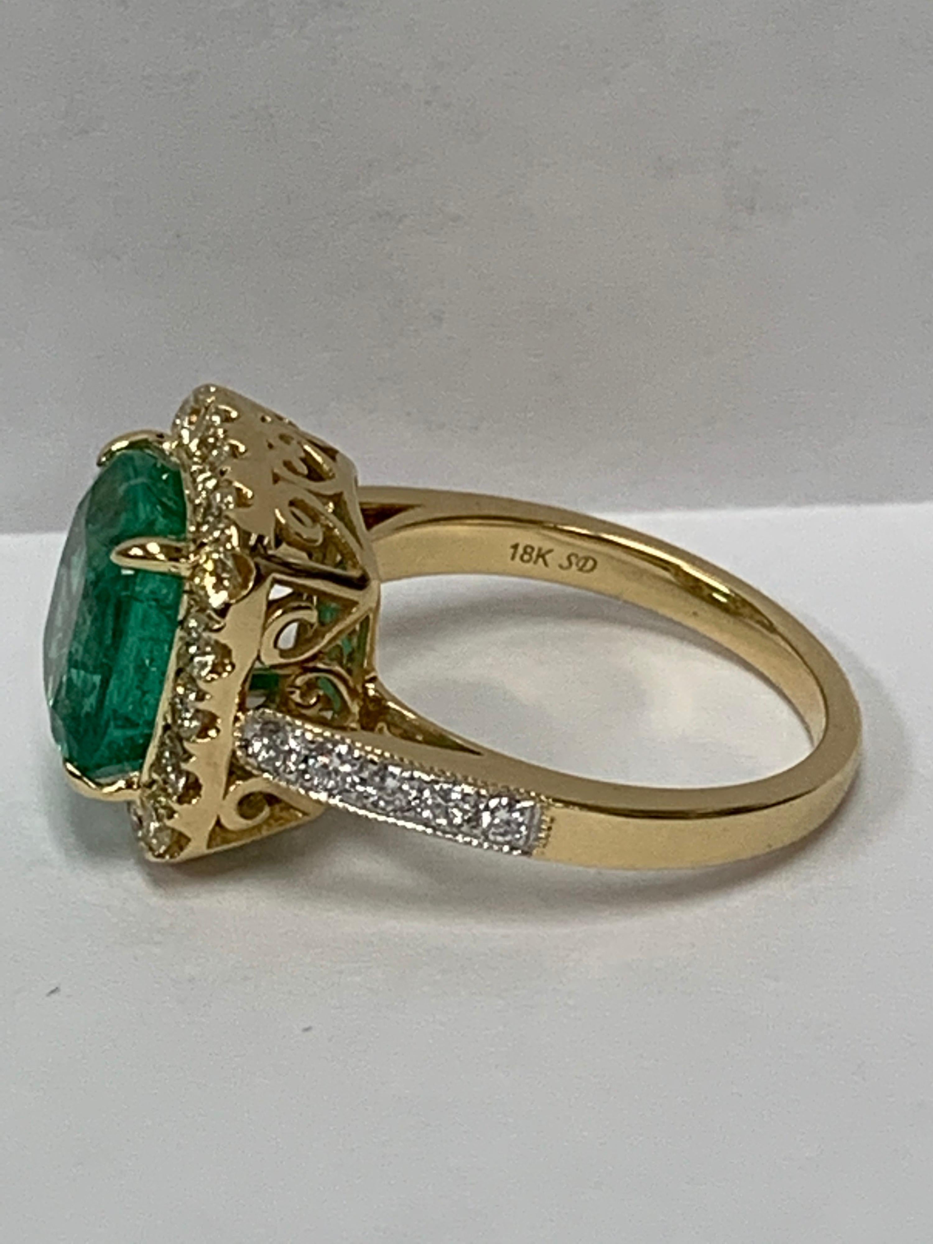 Natural 4.80 Carat Emerald and 0.93 Carat Diamond Ring 1