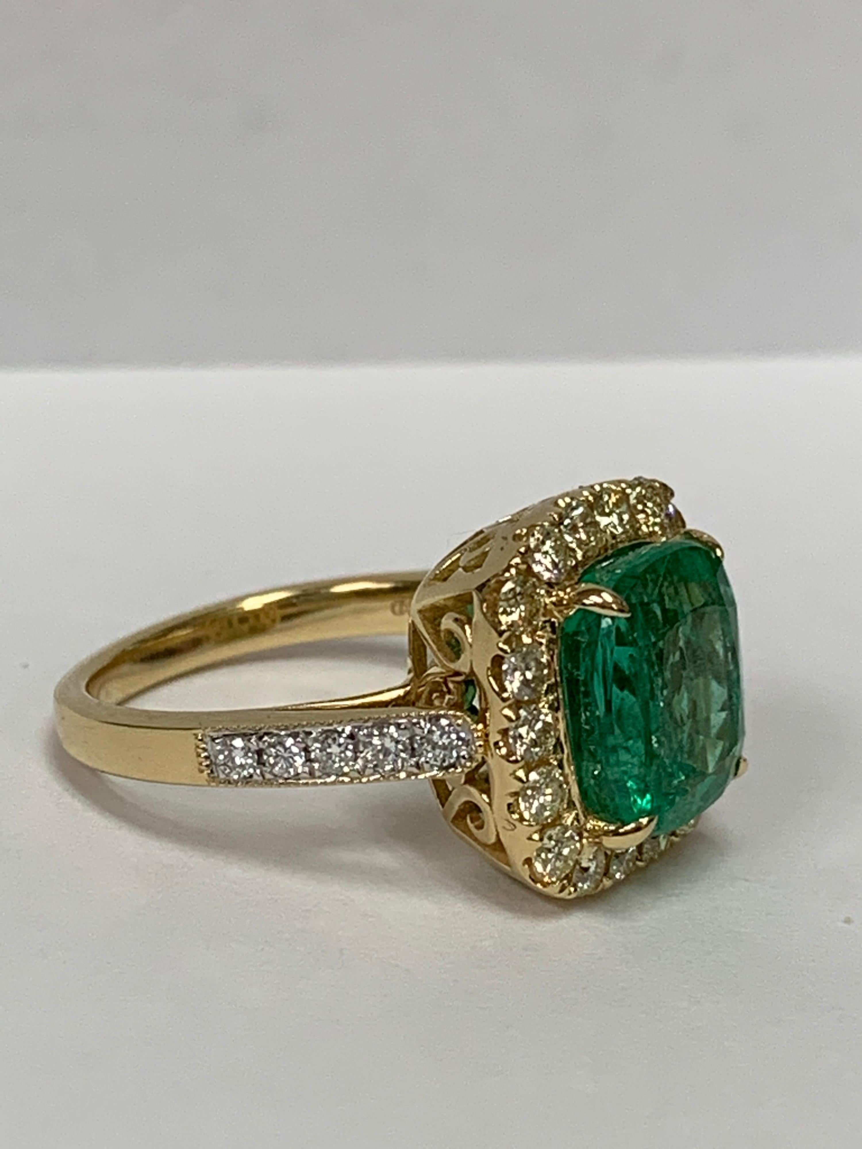 Natural 4.80 Carat Emerald and 0.93 Carat Diamond Ring 2