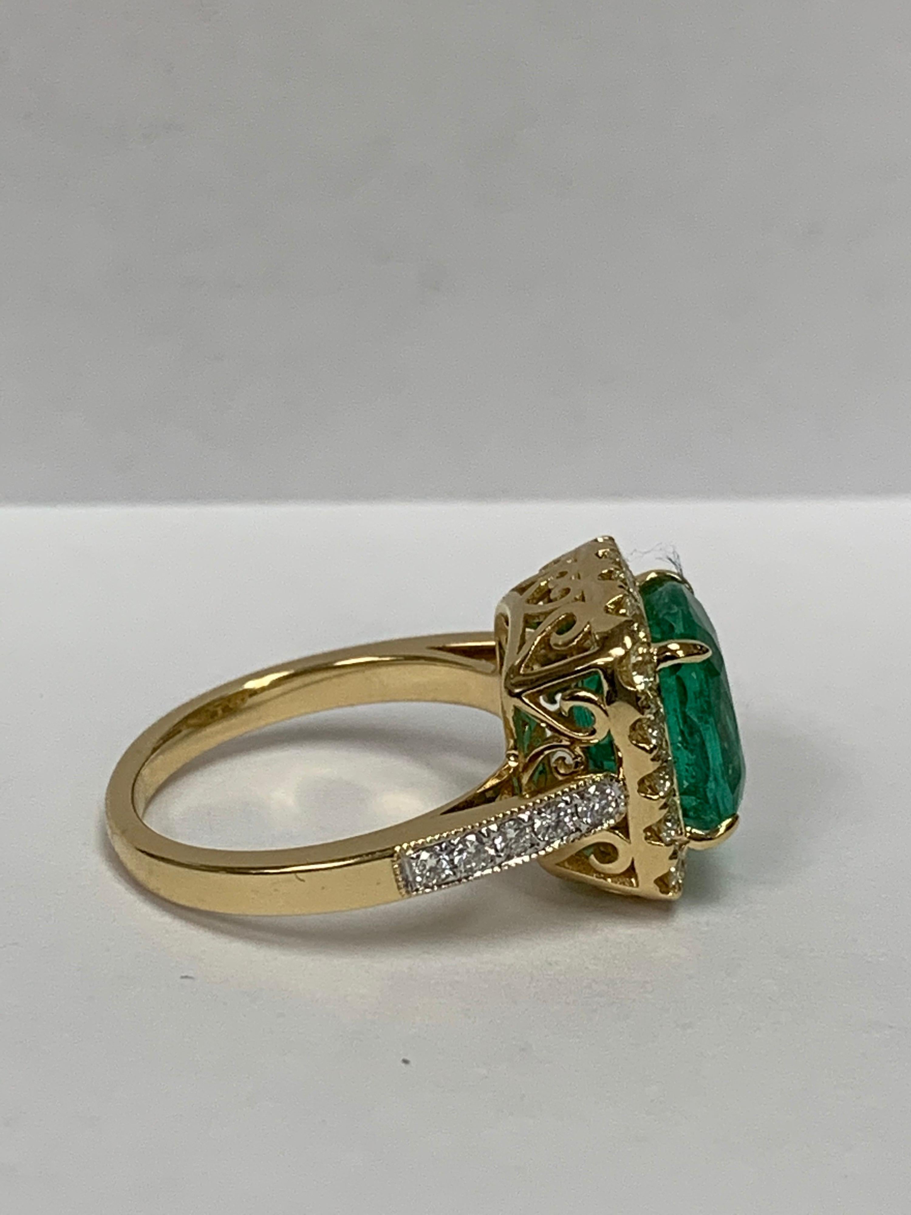 Natural 4.80 Carat Emerald and 0.93 Carat Diamond Ring 3