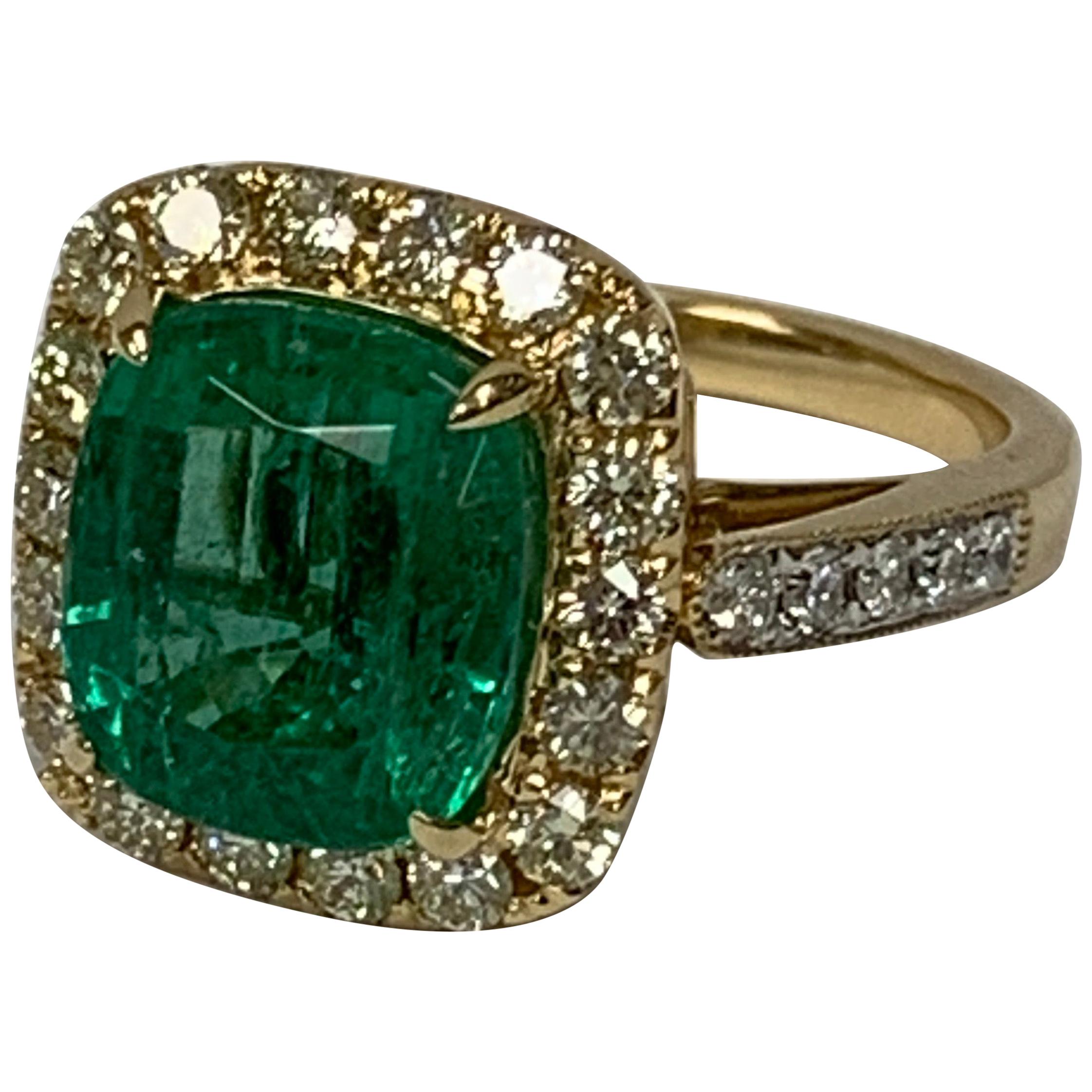 Natural 4.80 Carat Emerald and 0.93 Carat Diamond Ring