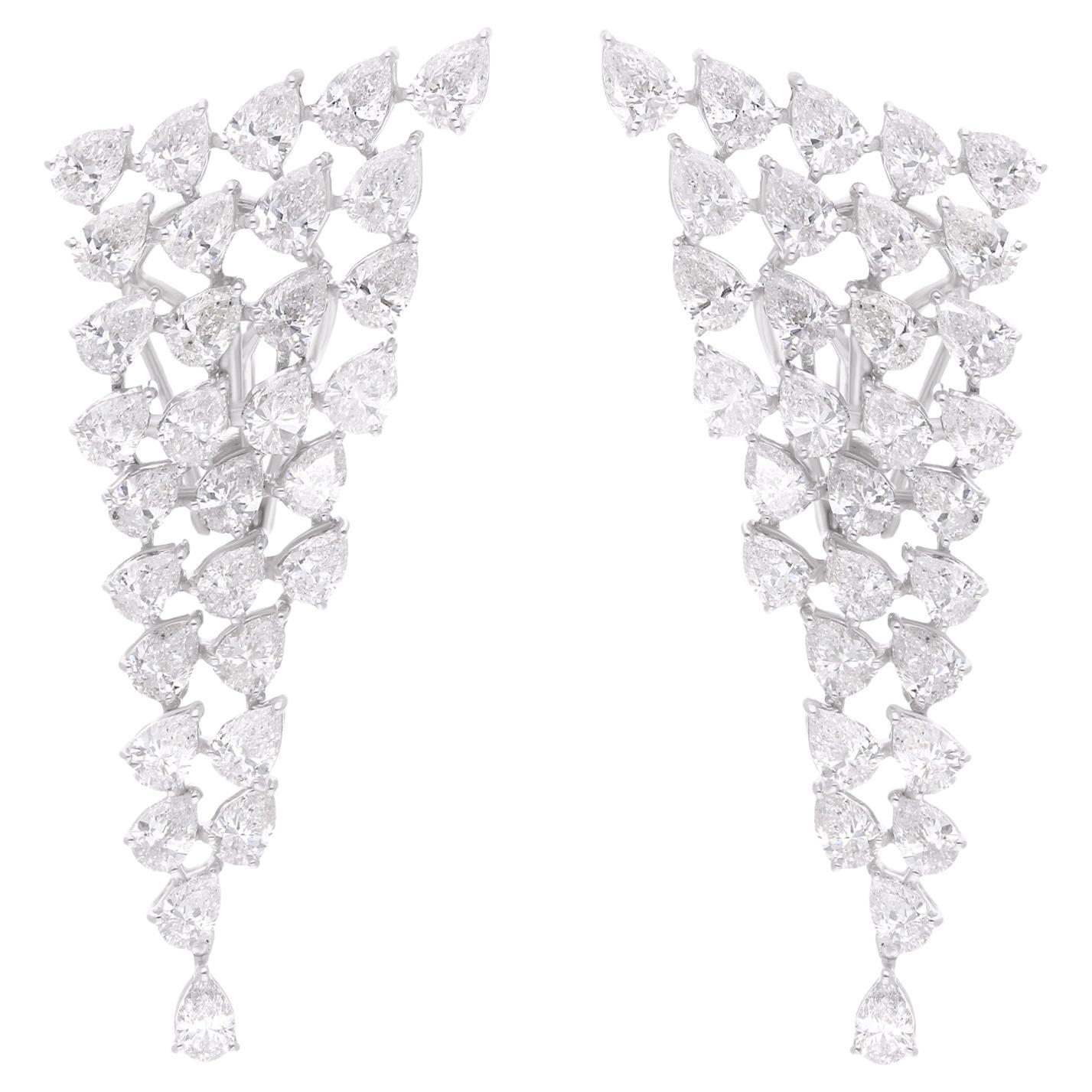 Orecchini di diamanti a pera da 4,81 carati naturali in oro bianco 14 carati Gioielli fatti a mano
