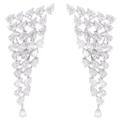 Boucles d
oreilles en or blanc 14 carats et diamants poire naturels de 4,81 carats, fabrication artisanale