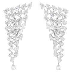 Natural 4.81 Carat Pear Diamond Earrings 14 Karat White Gold Handmade Jewelry