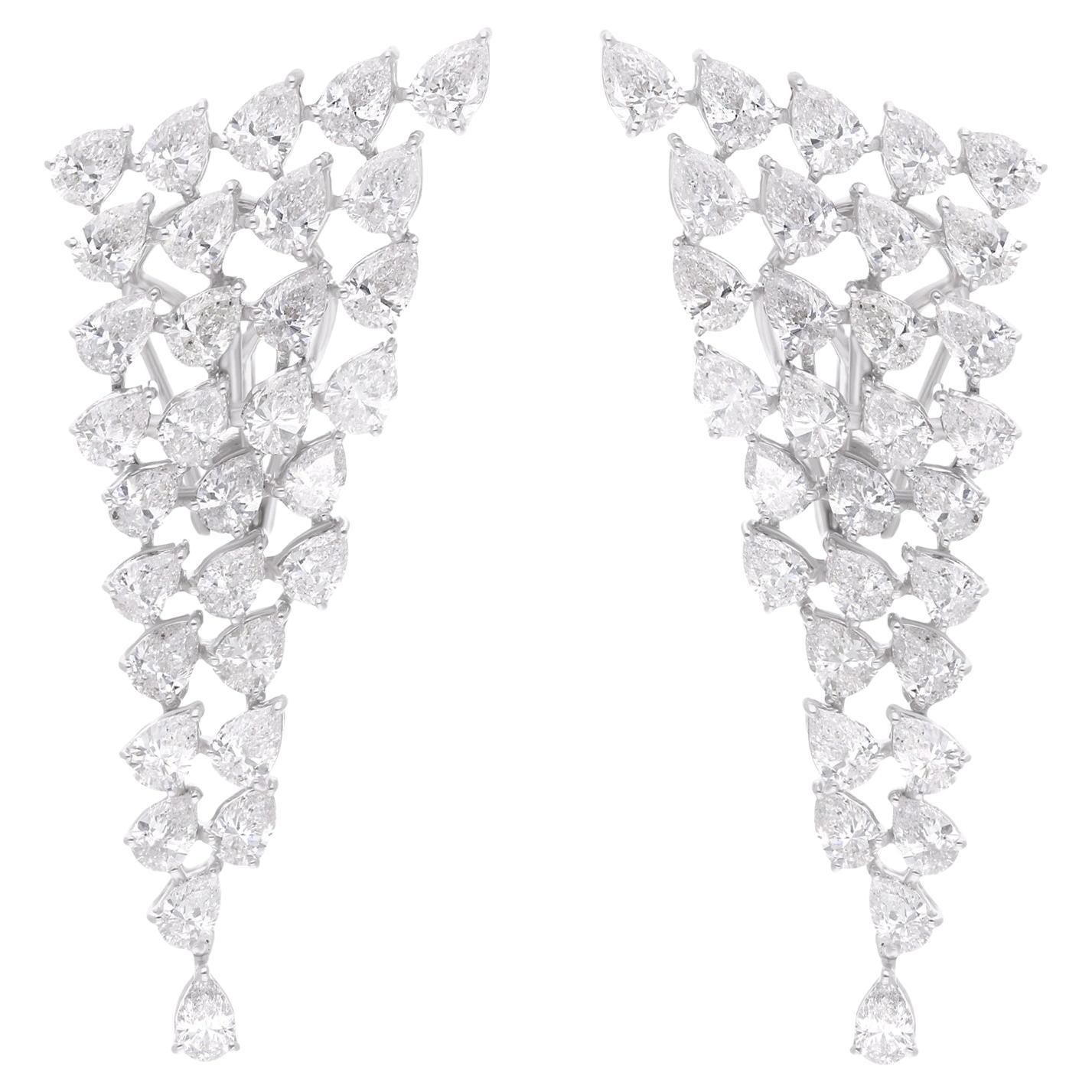 Natural 4.81 Carat Pear Diamond Earrings 18 Karat White Gold Handmade Jewelry
