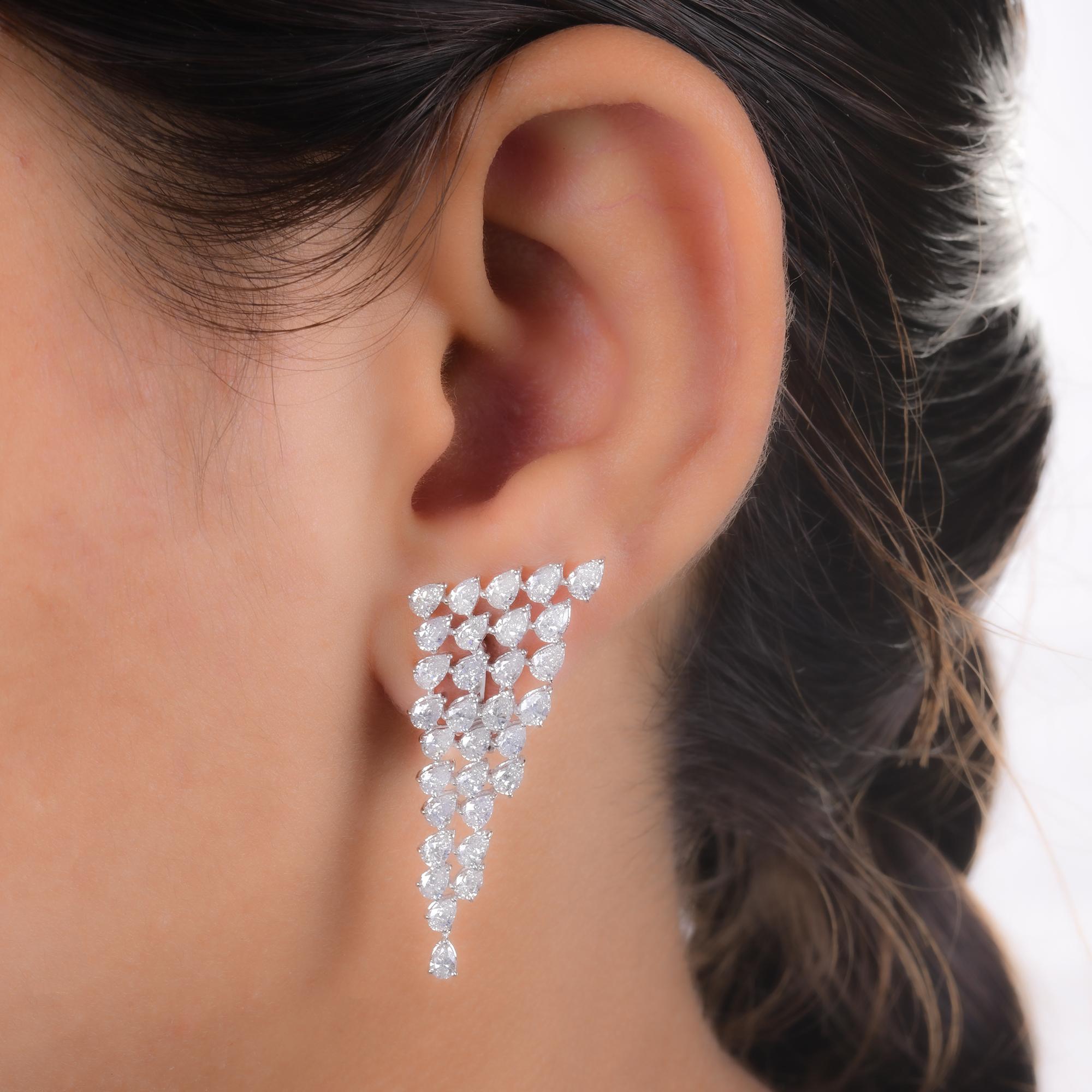 Modern Natural 4.81 Carat Pear Diamond Earrings 14 Karat White Gold Handmade Jewelry For Sale