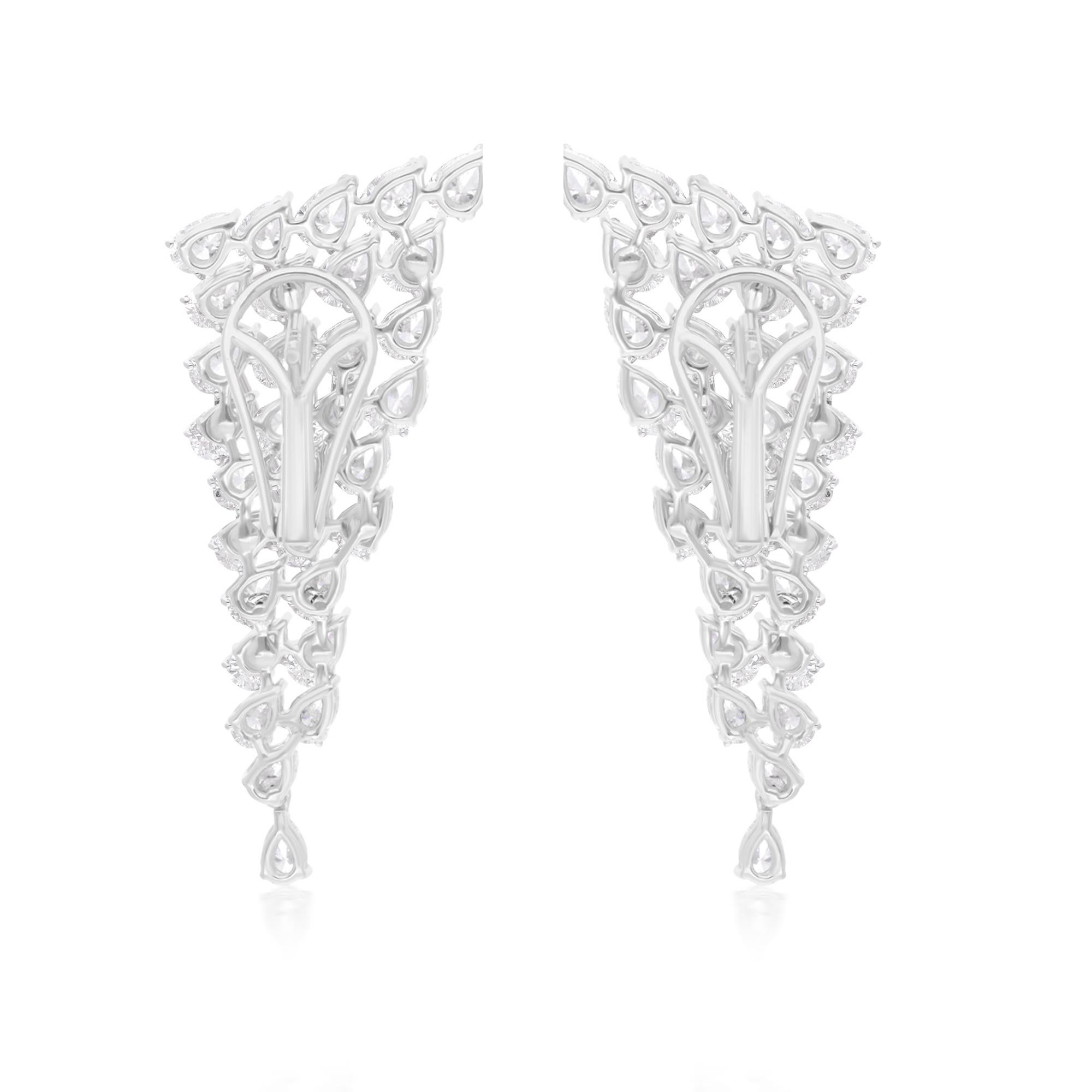 Women's Natural 4.81 Carat Pear Diamond Earrings 14 Karat White Gold Handmade Jewelry For Sale