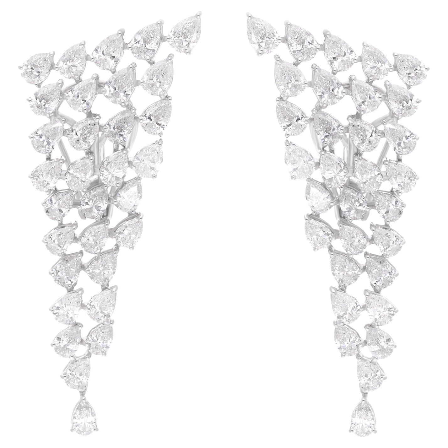 Natural 4.81 Carat Pear Diamond Earrings 14 Karat White Gold Handmade Jewelry For Sale