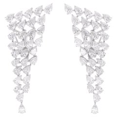 Boucles d'oreilles en or blanc 14 carats et diamants poire naturels de 4,81 carats, fabrication artisanale