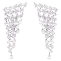 Natural 4.81 Carat Pear Diamond Earrings 18 Karat White Gold Handmade Jewelry