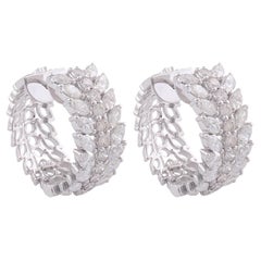 Boucles d'oreilles cerclées de diamants ronds en poire de 4,85 carats en or blanc massif 18 carats