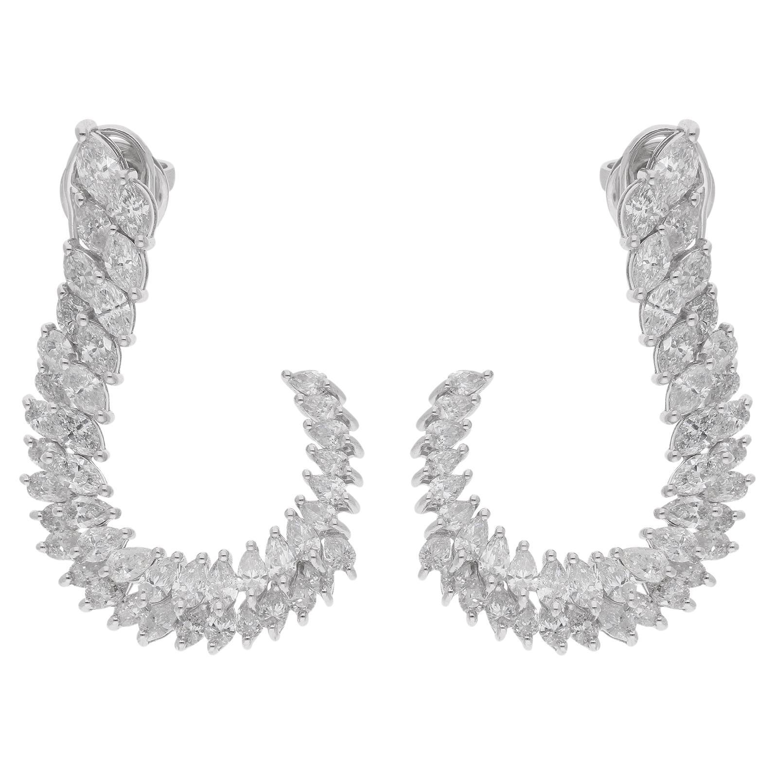 Natural 4.85 Ct. Pear Diamond Earrings 18 Karat White Gold Handmade Fine Jewelry For Sale
