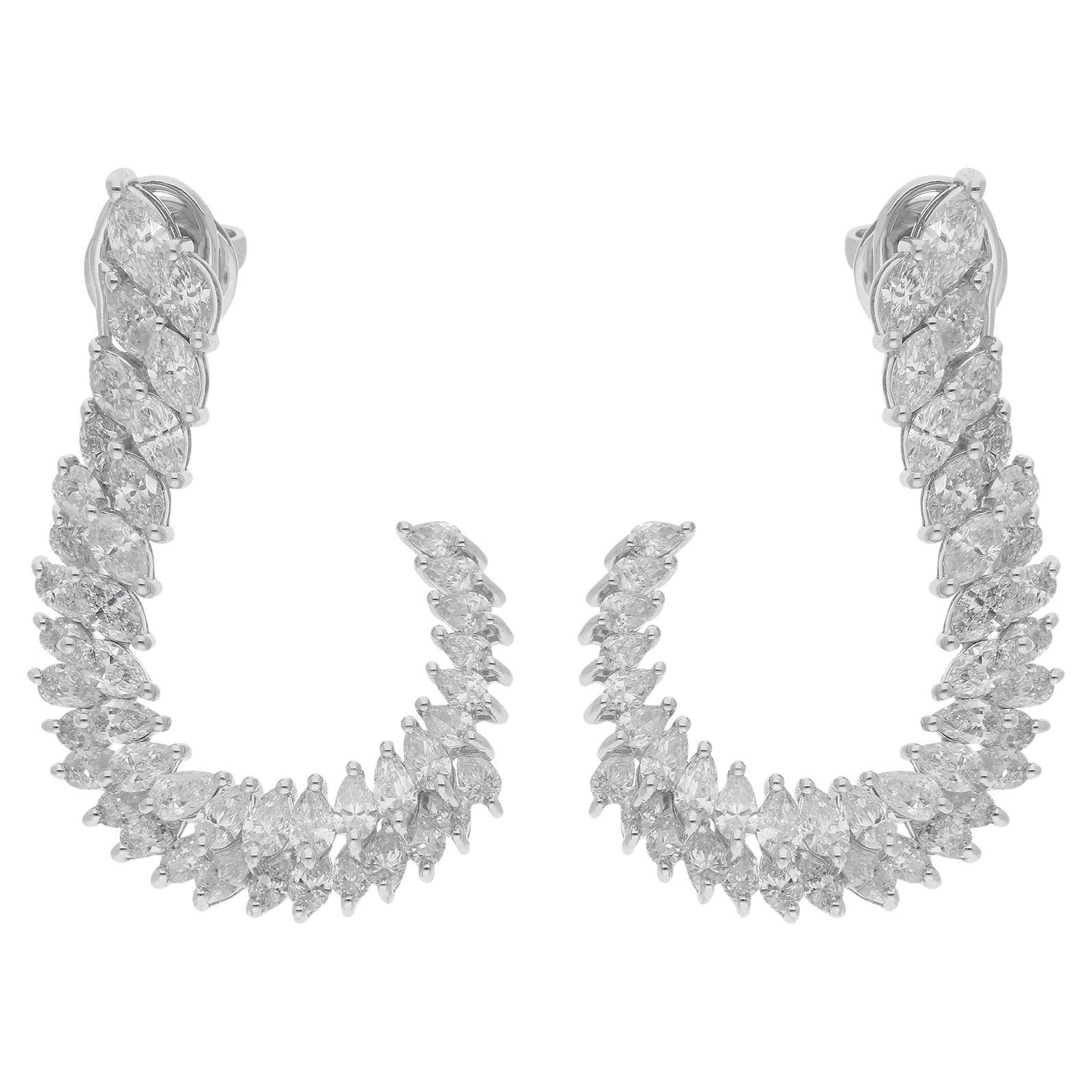 Nature 4.85 Ct. Boucles d
oreilles diamant poire Or blanc 18 carats Bijoux faits main