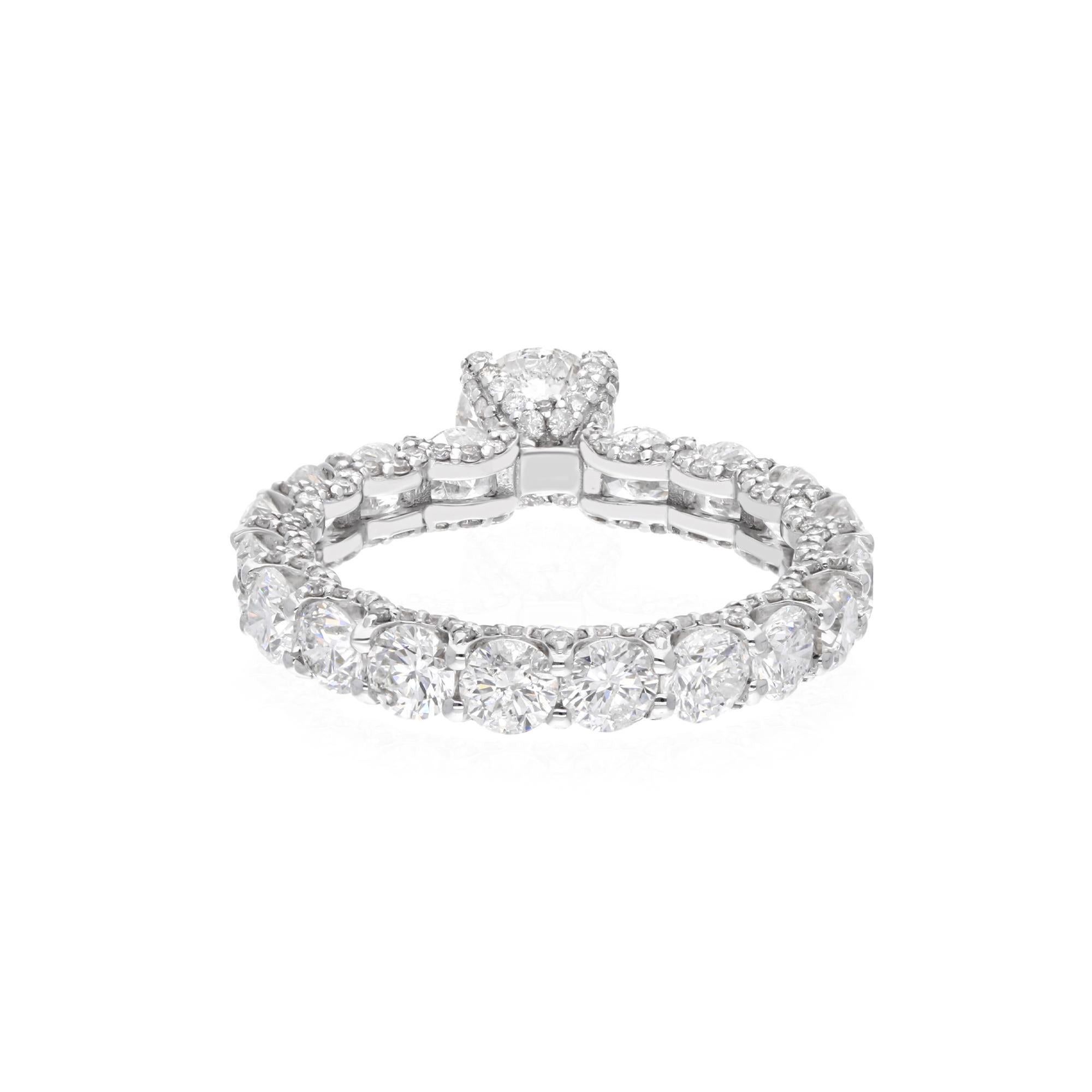Modern Natural 4.88 Carat SI Clarity HI Color Diamond Wedding Ring 14 Karat White Gold For Sale
