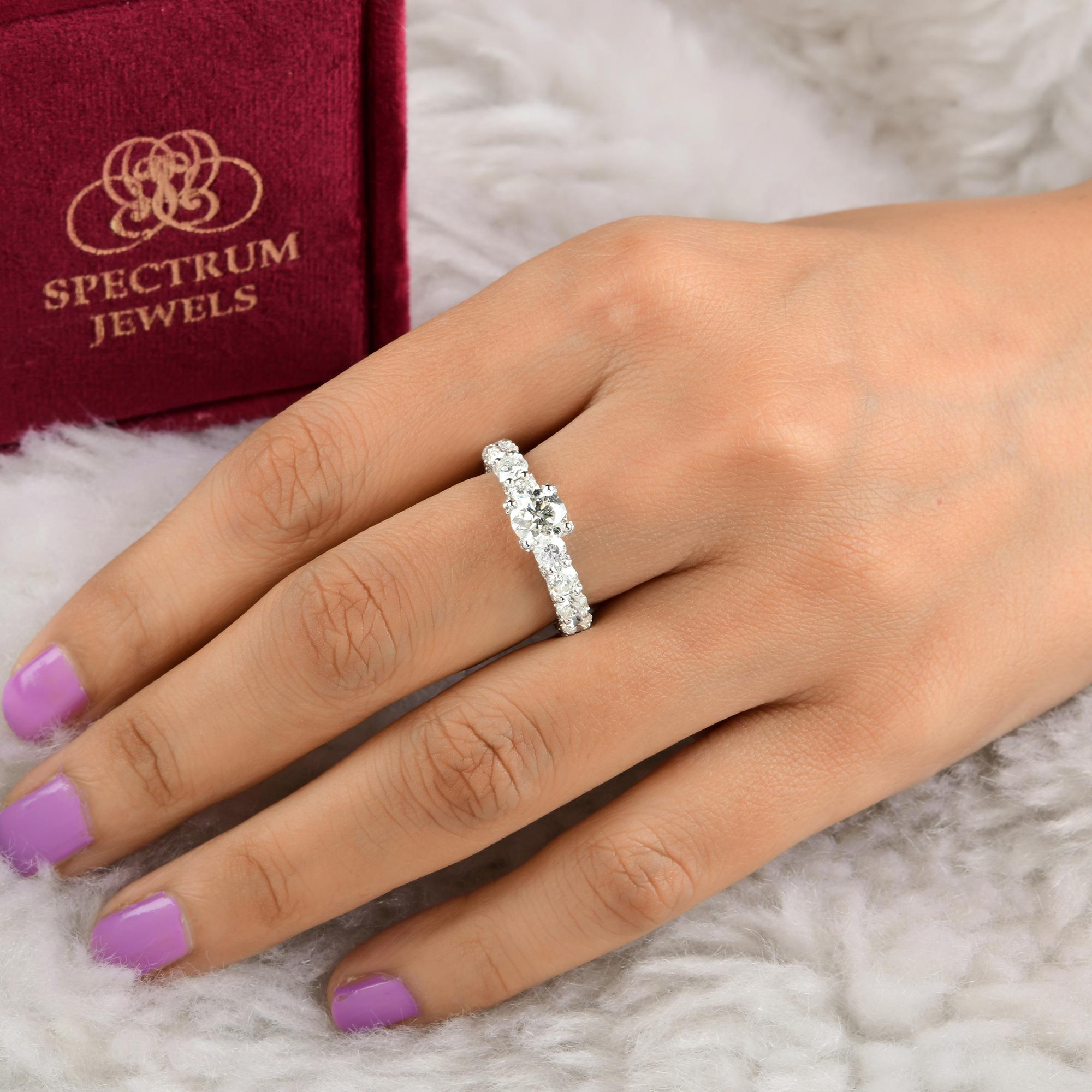 Natural 4.88 Carat SI Clarity HI Color Diamond Wedding Ring 14 Karat White Gold In New Condition For Sale In Diera, Dubai