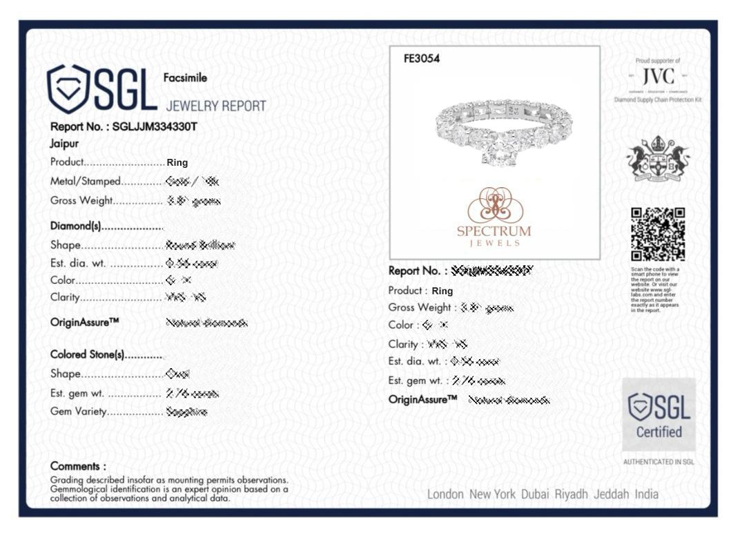 Natural 4.88 Carat SI Clarity HI Color Diamond Wedding Ring 14 Karat White Gold For Sale 1