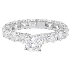 Anello nuziale con diamante naturale da 4,88 carati con purezza SI e colore HI, oro bianco 14 carati