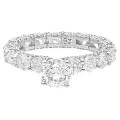 Anello nuziale con diamante naturale da 4,88 carati SI Clarity HI Color Oro bianco 18 carati