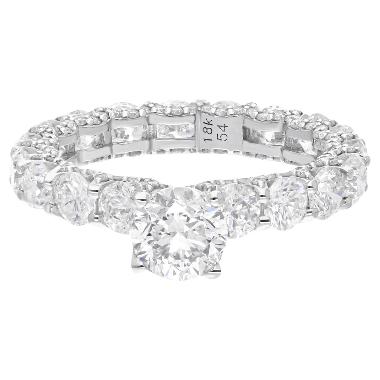 Natürlicher natürlicher 4,88 Karat SI Reinheit HI Farbe Diamant Ehering 18 Karat Weißgold